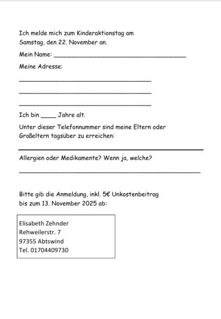 Anmeldung KinderAktionstag 2025
